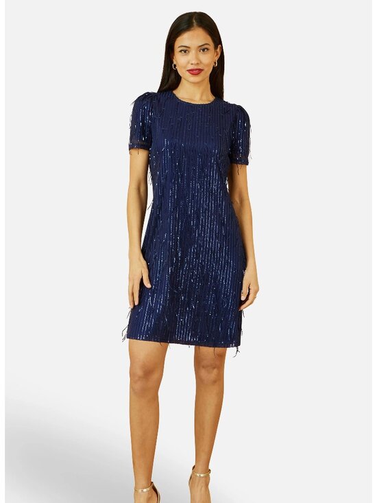 Yumi Dresses & Skirts - Yumi Dripping Sequin Tunic Dress Navy Blue Sparkly Mini Party Cocktail NWT 4